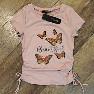 Pink Butterfly Print  Top